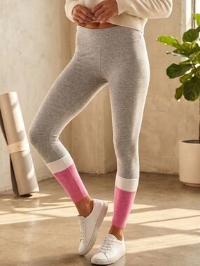 Sundry Gray Leggings with Pink and White Cuff Blocks Size 2 W 15" R 11" I 30"